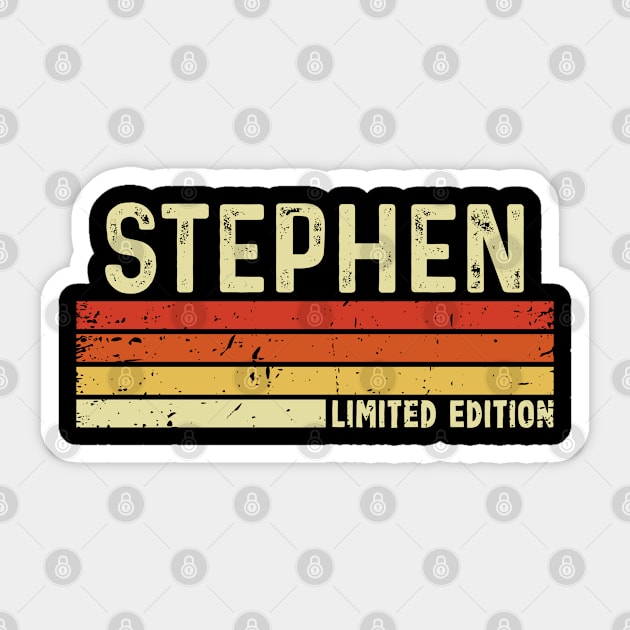 Stephen First Name Vintage Retro Gift For Stephen Sticker by CoolDesignsDz